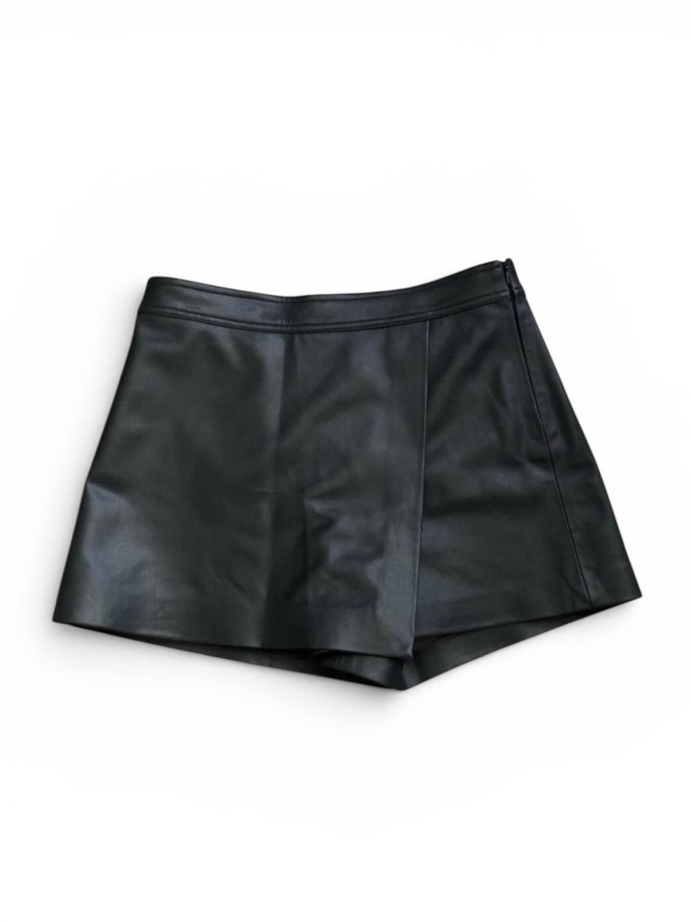 Divided H&M Faux Leather Skort Womens US 4 Black Mini A Line High Waist Chic NWT